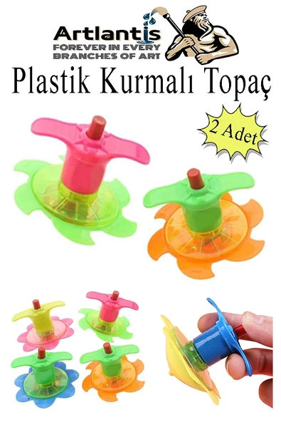 Plastik Topaç 2 Adet Plastik Kurmalı Topaç Dönen Topaç Hediye Çocuk Oyuncak Okul Sınıf Karne Hediyesi ürün görseli 1