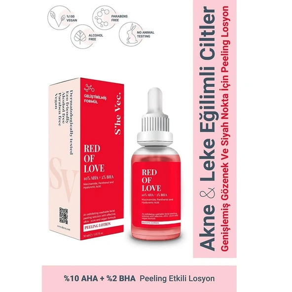 She Vec Red Of Love Bariyer Onarımı ve Güçlü Antioksidan Koruma Sağlayan Yenileyici Peeling Serum 30 ml ürün görseli 1
