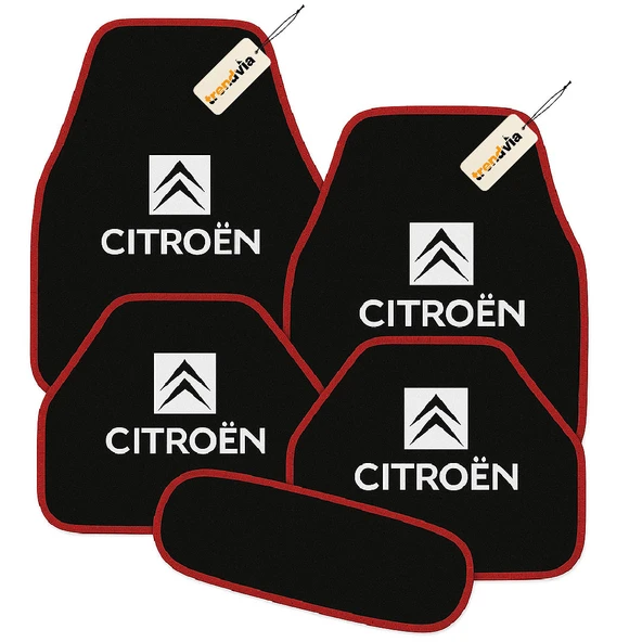 Siyah Kırmızı Renk Citroen 5’li Oto Halı Paspas Takımı  Kaymaz, Dayanıklı, Kolay Temizlenebilir Araç İç Zemin Paspası ürün görseli 1