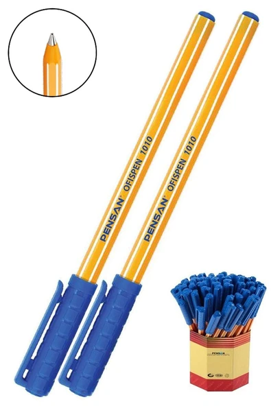 Mavi Tükenmez Kalem 1010 1.0mm 2 Adet Pensan Büro Ofispen Büro Plastik Kapaklı Tükenmez Kalem ürün görseli 1