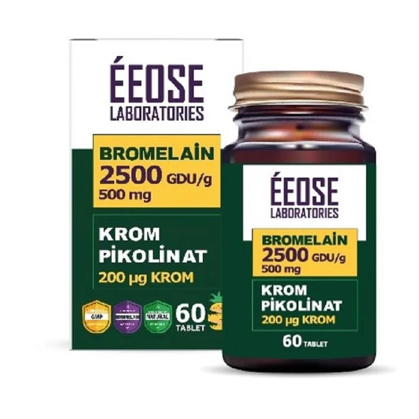 Eeose Bromelain 2500 GDU/g ve Krom Pikolinat 60 Tablet ürün görseli 1