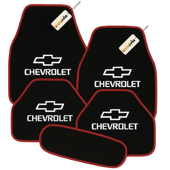 Siyah Kırmızı Renk Chevrolet 5’li Oto Halı Paspas Seti Kaymaz, Yıkanabilir, Dayanıklı Zemin Koruma ürün görseli 1
