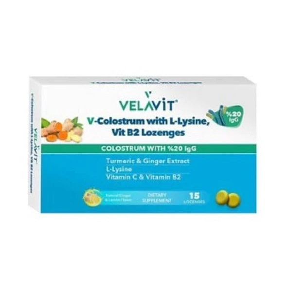 Velavit V-Colostrum With L-Lysine Vitamin B2 Lozenges 15 Pastil ürün görseli 1