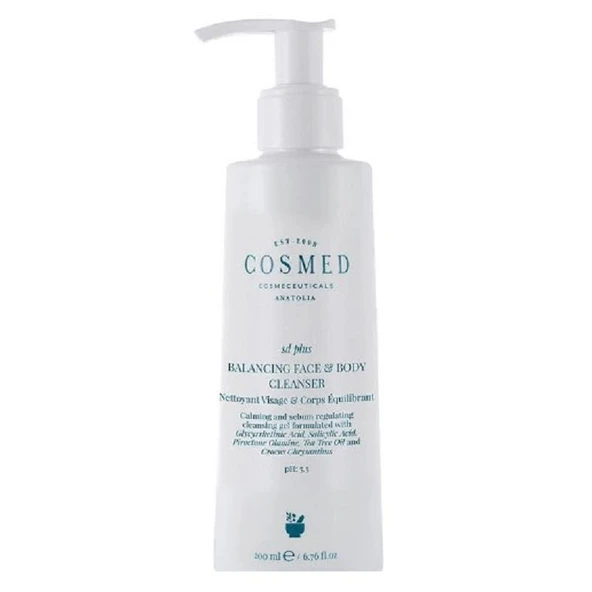 Cosmed SD Plus Balancing Face & Body Cleanser - Yağlı Pullanma Sorunu Yaşayan Ciltler için Temizleme Jeli - Salisilik Asit ve Çay Ağacı Yağı İçeren Temizleyici 200 ml ürün görseli 1