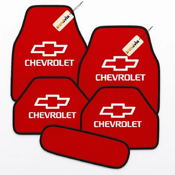 Kırmızı Renk Chevrolet 5’li Oto Halı Paspas Seti Kaymaz, Yıkanabilir, Dayanıklı Zemin Koruma ürün görseli 1
