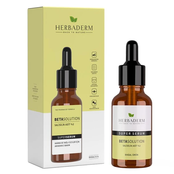 Herbaderm Superserum Betasolution Karma ve Yağlı Cilt Arındırıcı Doğal Yüz Serumu 30 ml ürün görseli 1