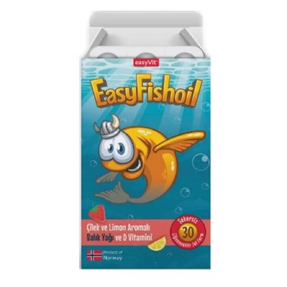 EasyFishoil Çocuk Çilek ve Limon Aromalı 30 Çiğneme Tableti ürün görseli 1
