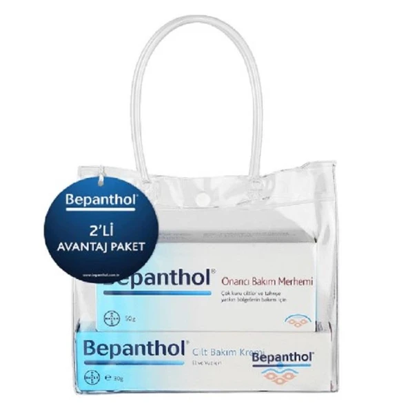 Bepanthol Onarıcı Bakım Merhemi 50 gr + Bepanthol Cilt Bakım Kremi 30 gr ürün görseli 1