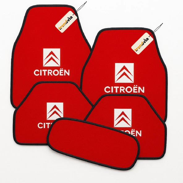 Kırmızı Renk Citroen 5’li Oto Halı Paspas Takımı  Kaymaz, Dayanıklı, Kolay Temizlenebilir Araç İç Zemin Paspası ürün görseli 1