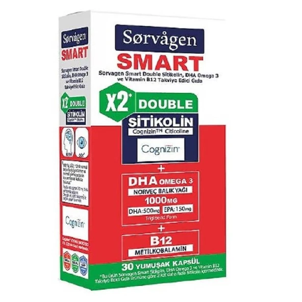 Sorvagen Smart Double Sitikolin Dha Omega 3 ve B12 30 Kapsül ürün görseli 1