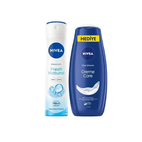 Nivea Deodorant Sprey Fresh Natural Women 150 ml + Duş Jeli Crème Care 250 ml ürün görseli 1