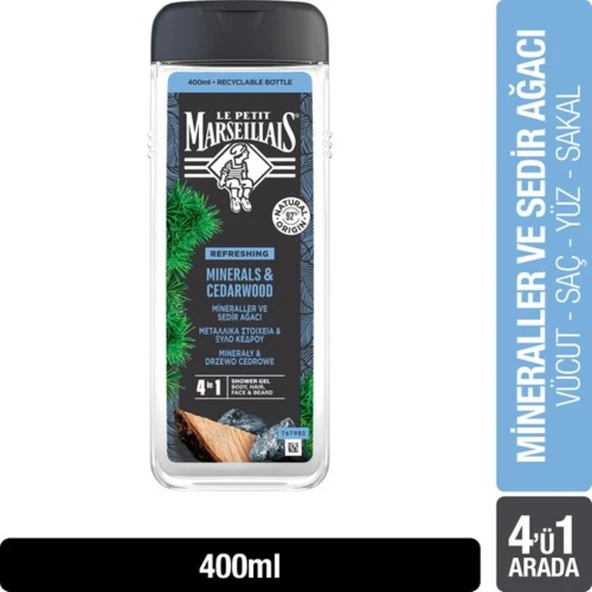 Le Petit Marseillais Duş Jeli For Men Mineral ve Sedir Ağacı 400 ml ürün görseli 1