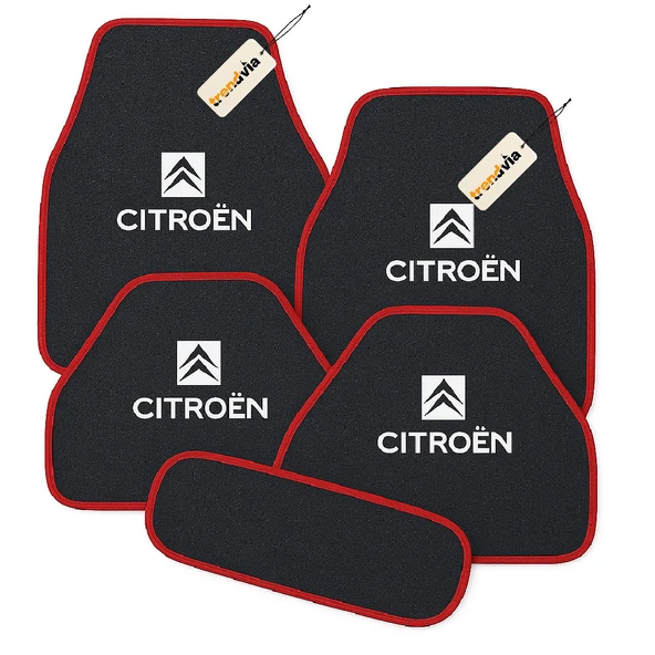 Antrasit Kırmızı Renk Citroen 5’li Oto Halı Paspas Takımı  Kaymaz, Dayanıklı, Kolay Temizlenebilir Araç İç Zemin Paspası ürün görseli 1