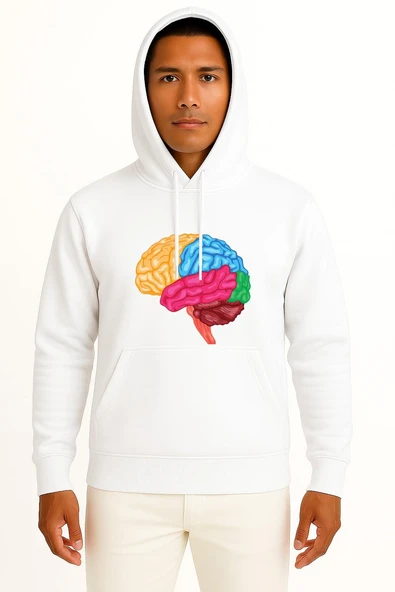 Kapüşonlu Human Brain Anatomy Göğüs Tasarımlı Unisex Sweatshirt ürün görseli 1