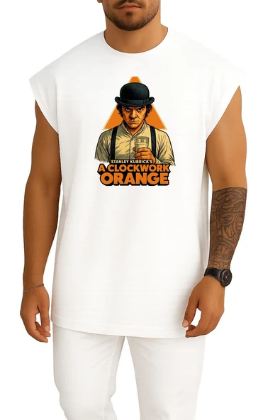Oversize A Clockwork Orange Göğüs Tasarımlı Atlet - Resim 5