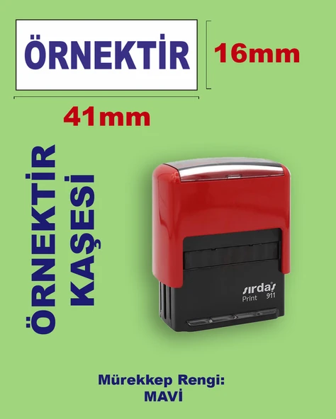 Örnektir Kaşesi, 911 (41mmx16mm) Mavi Keçeli Otomatik Kaşe ürün görseli 1