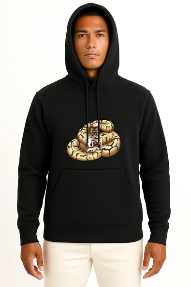 Kapüşonlu Snake Ball Python Logo Blackjack Göğüs Tasarımlı Unisex Sweatshirt - Resim 9