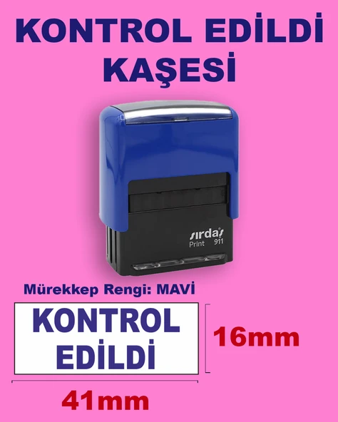 Kontrol Edildi Kaşesi, 911 (41mmx16mm) Mavi Keçeli Otomatik Kaşe ürün görseli 1