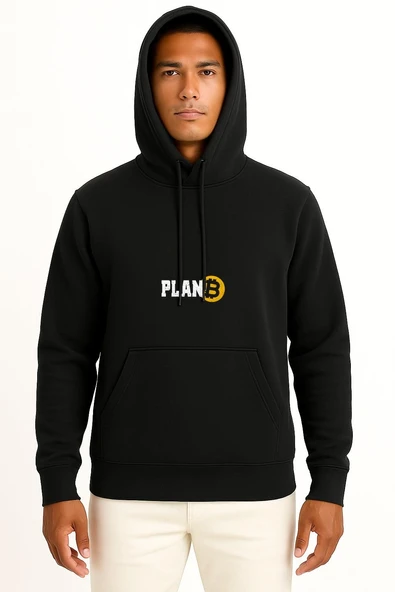 Kapüşonlu Bitcoin Plan B Cripto Göğüs Tasarımlı Unisex Sweatshirt - Resim 11