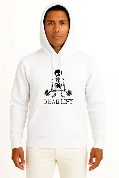 Kapüşonlu Dead Lift Göğüs ve Sırt Tasarımlı Unisex Sweatshirt ürün görseli 1