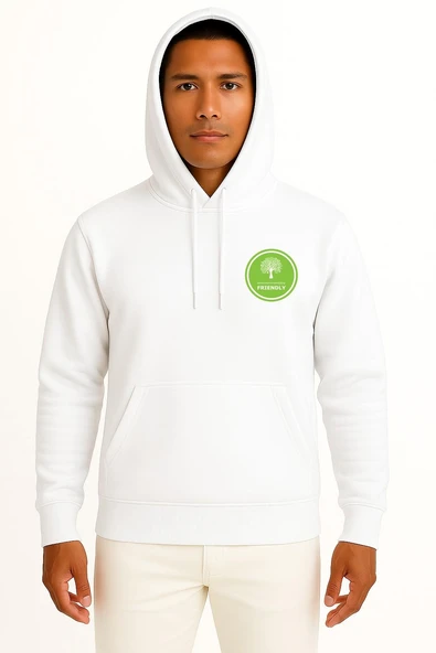 Kapüşonlu Environmentally Friendly Natural Environment Cep ve Sırt Tasarımlı Unisex Sweatshirt ürün görseli 1