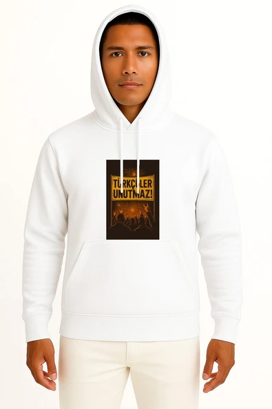 Kapüşonlu Türkçüler Unutmaz Bozkurt Göğüs Tasarımlı Unisex Sweatshirt ürün görseli 1