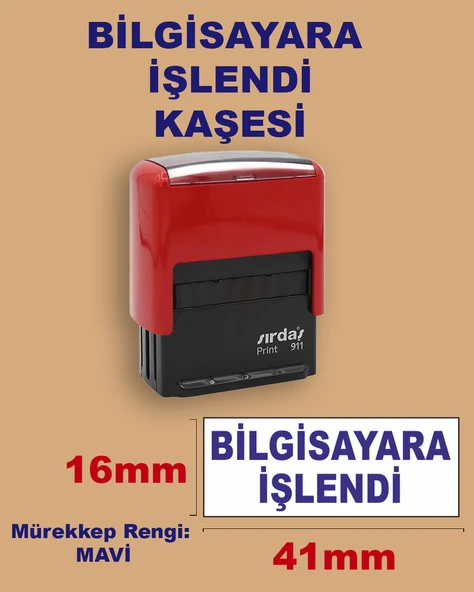 Bilgisayara İşlendi Kaşesi, 911 (41mmx16mm) Mavi Keçeli Otomatik Kaşe ürün görseli 1