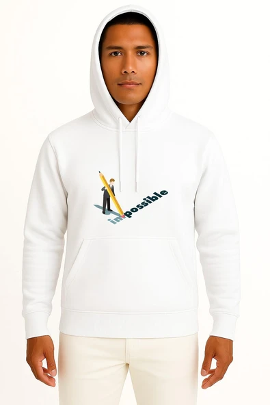 Kapüşonlu İmpossible - İmkansız Göğüs Tasarımlı Unisex Sweatshirt ürün görseli 1