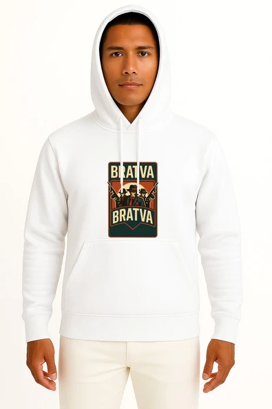 Kapüşonlu Bratva İtalian Mafia Göğüs Tasarımlı Unisex Sweatshirt ürün görseli 1