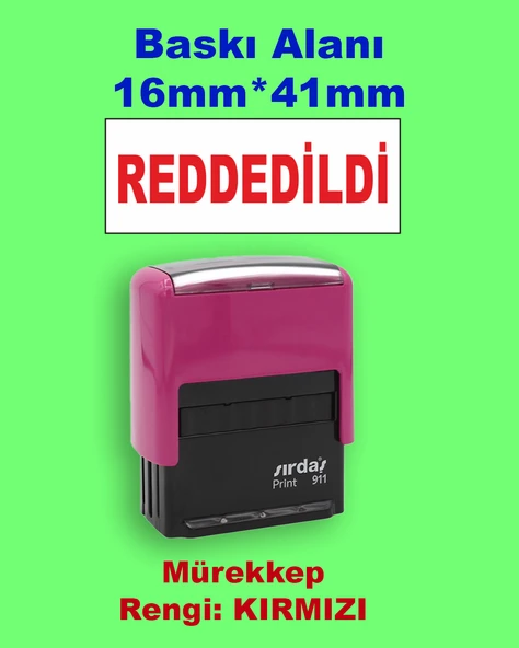 Reddedildi Kaşesi, 911 (41mmx16mm) Kırmızı Keçeli Otomatik Kaşe ürün görseli 1