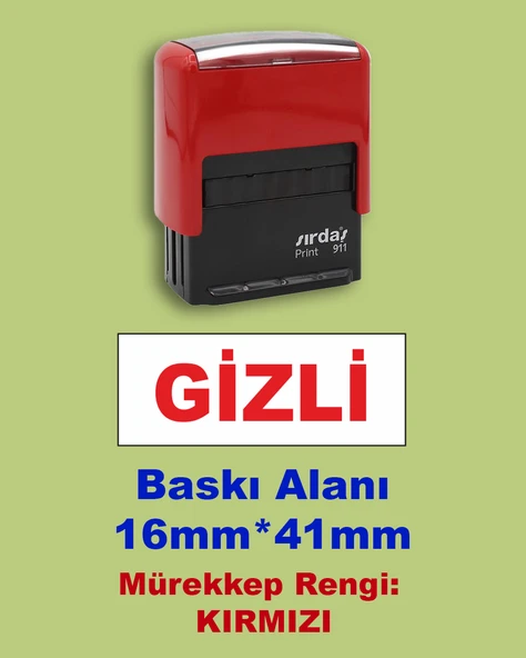 Gizli Kaşesi, 911 (41mmx16mm) Kırmızı Keçeli Otomatik Kaşe ürün görseli 1