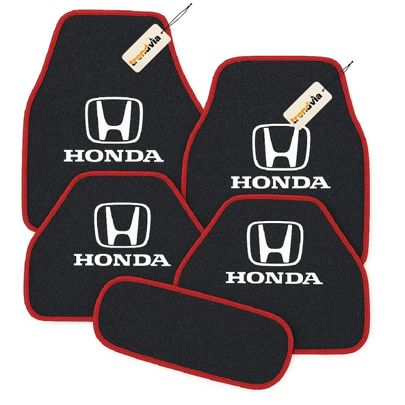 Antrasit Kırmızı Renk Honda Logolu Araç Halı Paspası 5 Parça Set  Şık, Pratik ve Kaymaz Tabanlı Oto Zemin Koruma ürün görseli 1