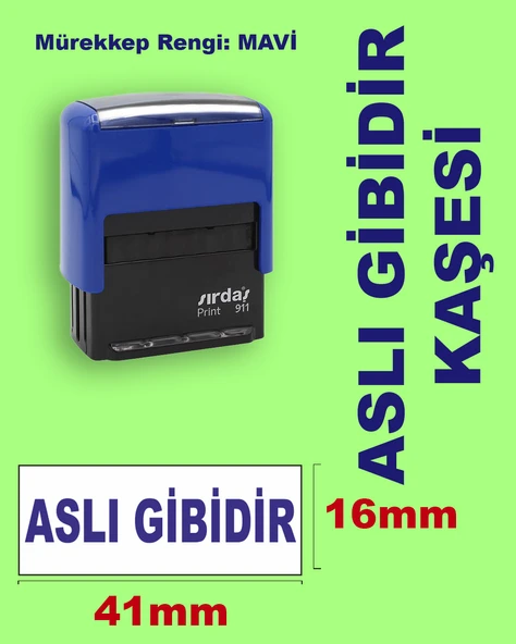 Aslı Gibidir Kaşesi, 911 (41mmx16mm) Mavi Keçeli Otomatik Kaşe ürün görseli 1