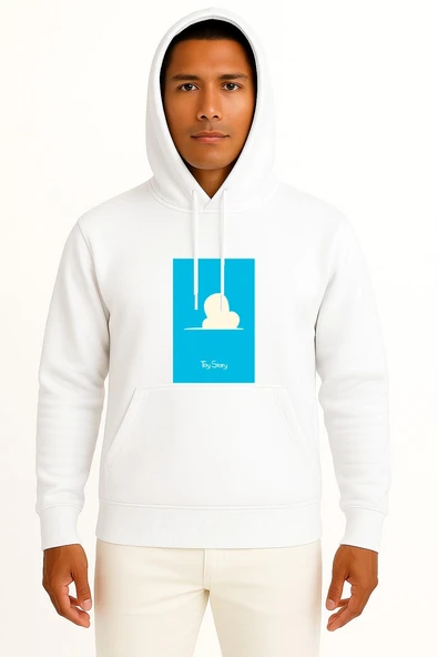 Kapüşonlu Toy Story Blue Background Göğüs ve Sırt Tasarımlı Unisex Sweatshirt ürün görseli 1
