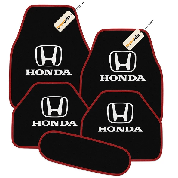 Siyah Kırmızı Renk Honda Logolu Araç Halı Paspası 5 Parça Set  Şık, Pratik ve Kaymaz Tabanlı Oto Zemin Koruma ürün görseli 1