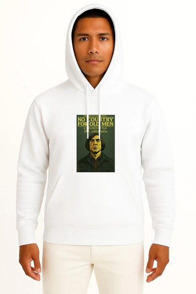 Kapüşonlu No Country For Old Men Göğüs Tasarımlı Unisex Sweatshirt ürün görseli 1