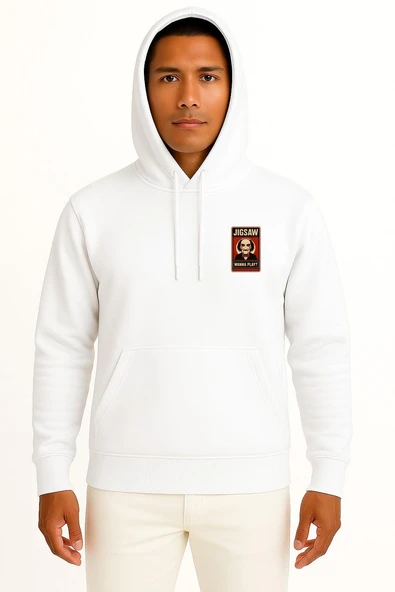 Kapüşonlu Jigsaw Wanna Play Cep ve Sırt Tasarımlı Unisex Sweatshirt ürün görseli 1