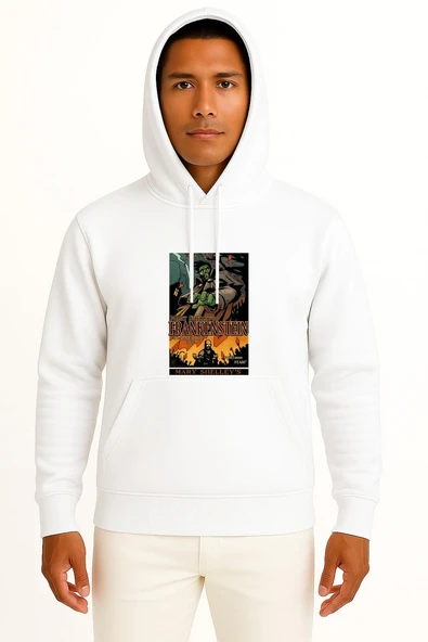 Kapüşonlu Frankenstein Mary Shelley S Göğüs Tasarımlı Unisex Sweatshirt ürün görseli 1