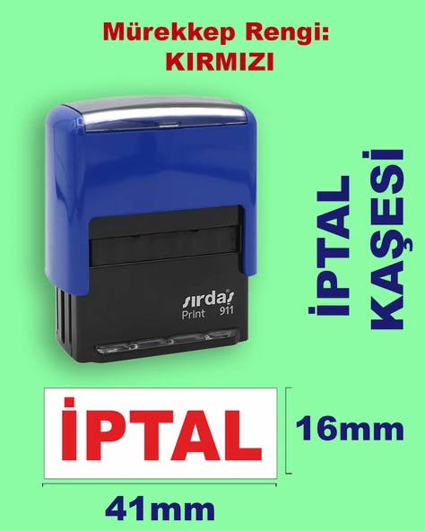 İptal Kaşesi, 911 (41mmx16mm) Kırmızı Keçeli Otomatik Kaşe ürün görseli 1