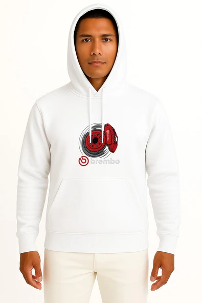 Kapüşonlu Brembo Fren Disk Ve Kaliper Göğüs Tasarımlı Unisex Sweatshirt ürün görseli 1