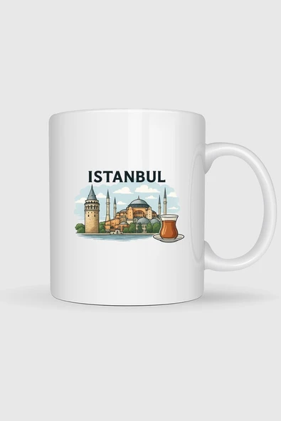 İstanbul - Ayasofya Camii Ve Çay Tasarımlı Kupa Bardak ürün görseli 1