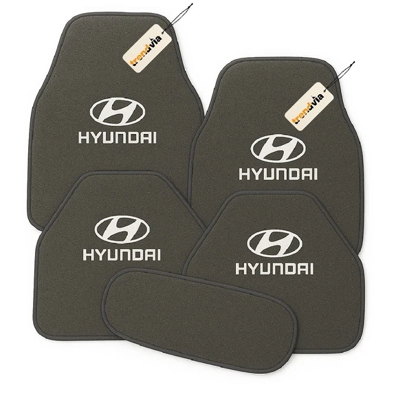 Gri Renk Hyundai 5’li Oto Halı Paspas Seti Kaymaz Tabanlı, Suya Dayanıklı ve Kolay Temizlenebilir Araç Paspası ürün görseli 1