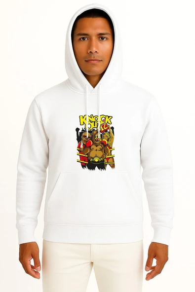 Kapüşonlu Boksör Goril - Orangutan Göğüs Tasarımlı Unisex Sweatshirt ürün görseli 1