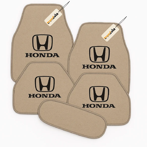 Bej Renk Honda Logolu Araç Halı Paspası 5 Parça Set  Şık, Pratik ve Kaymaz Tabanlı Oto Zemin Koruma ürün görseli 1