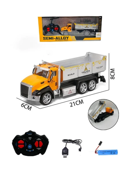 Uzaktan Kumandalı Oyuncak Damperli Kamyon Şarjlı Işıklı Full Fonksiyon İş Makinesi RC Araç ürün görseli 1