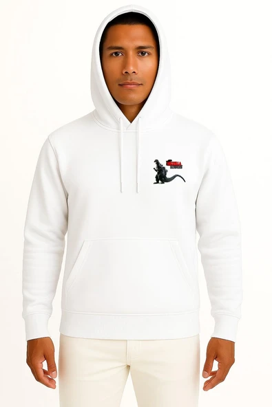 Kapüşonlu Godzilla Junior Destoroyah King Cep ve Sırt Tasarımlı Unisex Sweatshirt ürün görseli 1