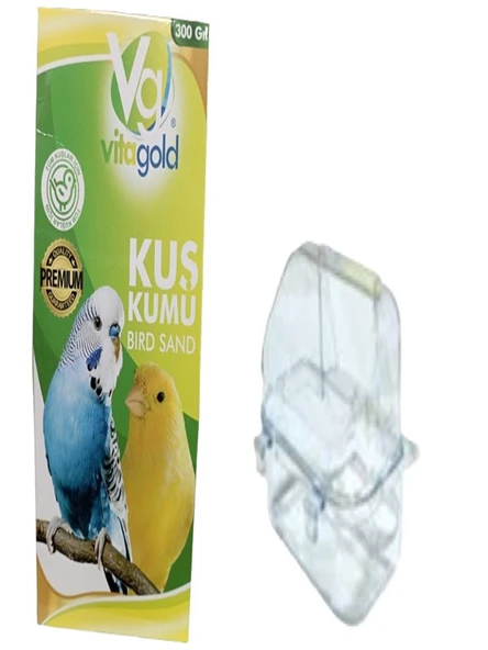Kuş Kumu 300 gr (Tüm Kuşlar İçin ) Ve Şeffaf Lüks Kuş Yemlik ürün görseli 1
