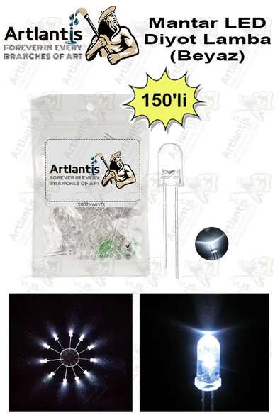 Beyaz Mantar Led Diyot Lamba 150 li 1 Paket Beyaz 4.8 mm Mini Mantar Led Lamba Deney Bilim Proje Arduino Işığı ürün görseli 1