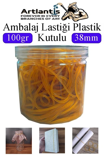 Ambalaj Lastiği 100 Gr Plastik Kutulu 1 Paket Mikro 38 mm Para Lastigi Paket Lastiği Kopmaz %100 Kauçuk Elastik Kaliteli ürün görseli 1