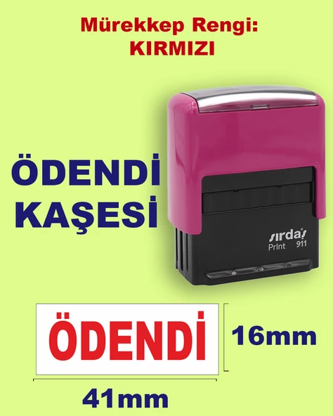 Ödendi Kaşesi, 911 (41mmx16mm) Kırmızı Keçeli Otomatik Kaşe ürün görseli 1